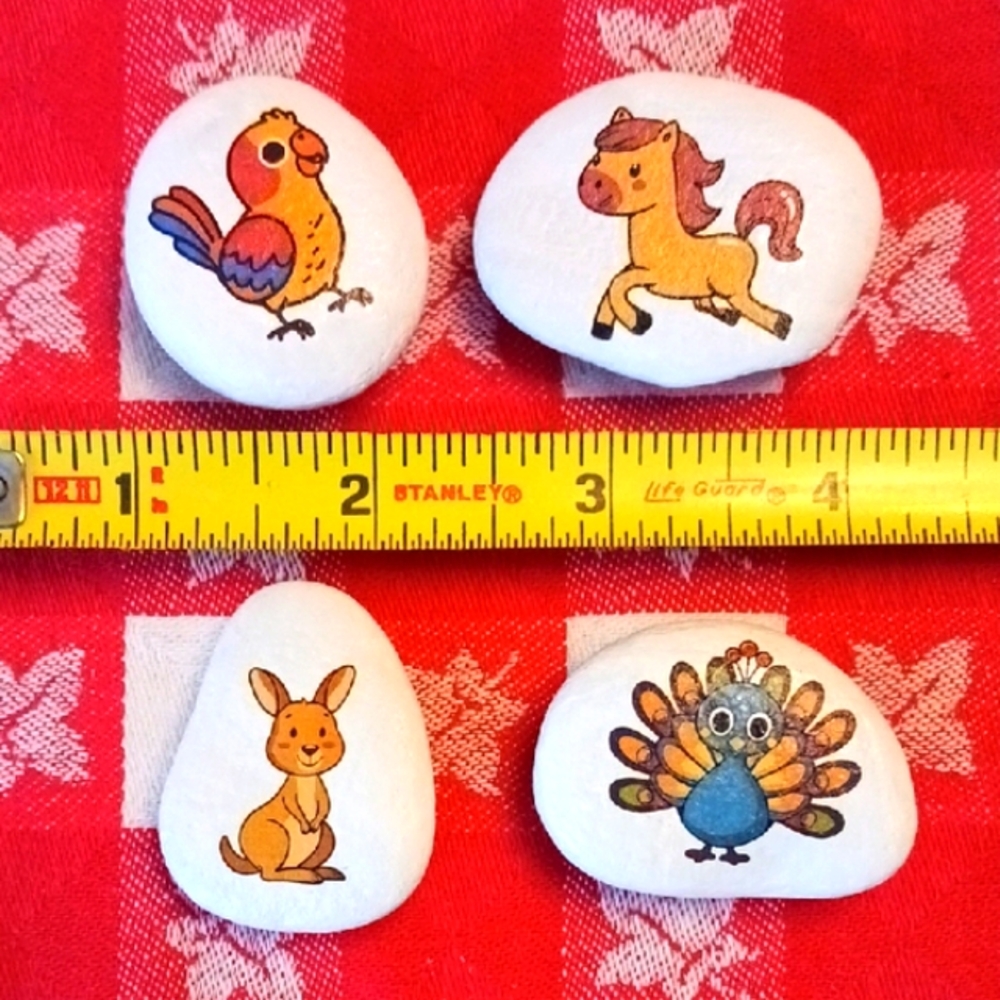 Set of Ten Hand Made Animal Stone Magnets